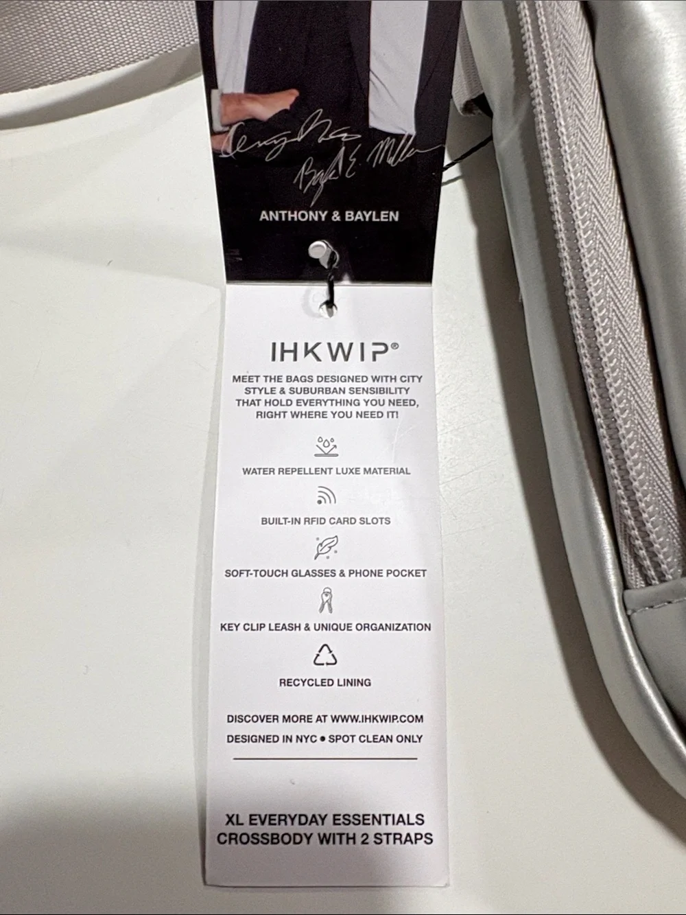 Ikwhip Metallic Matte Silver Everyday Crossbody Bag. Lots of pockets! Web strap